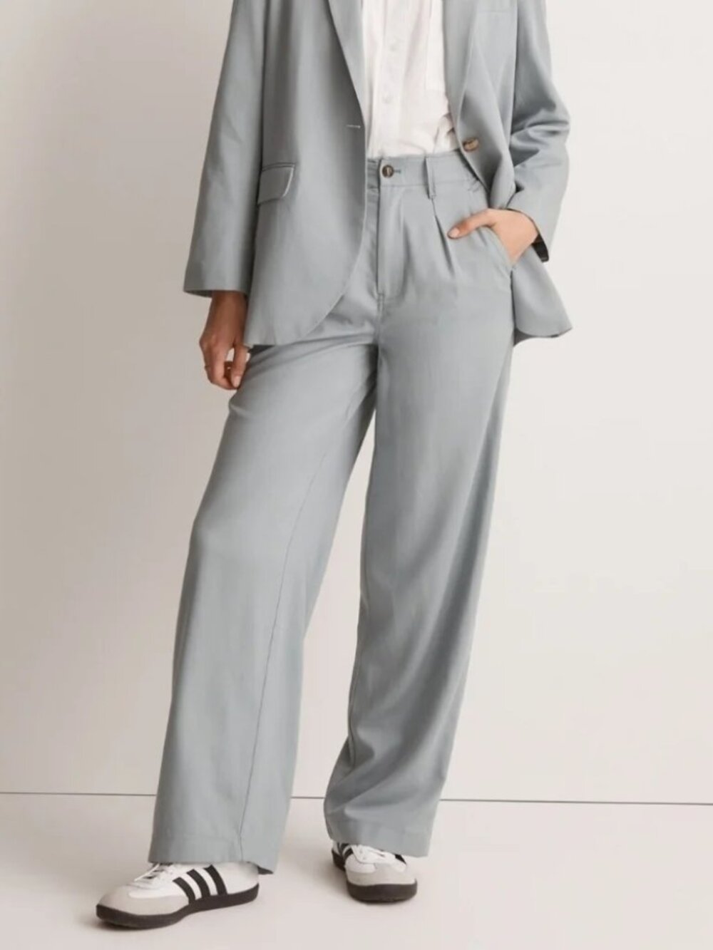 Madewell Drapeweave Neale Straight Leg Pants Size 6 Smoky Blue